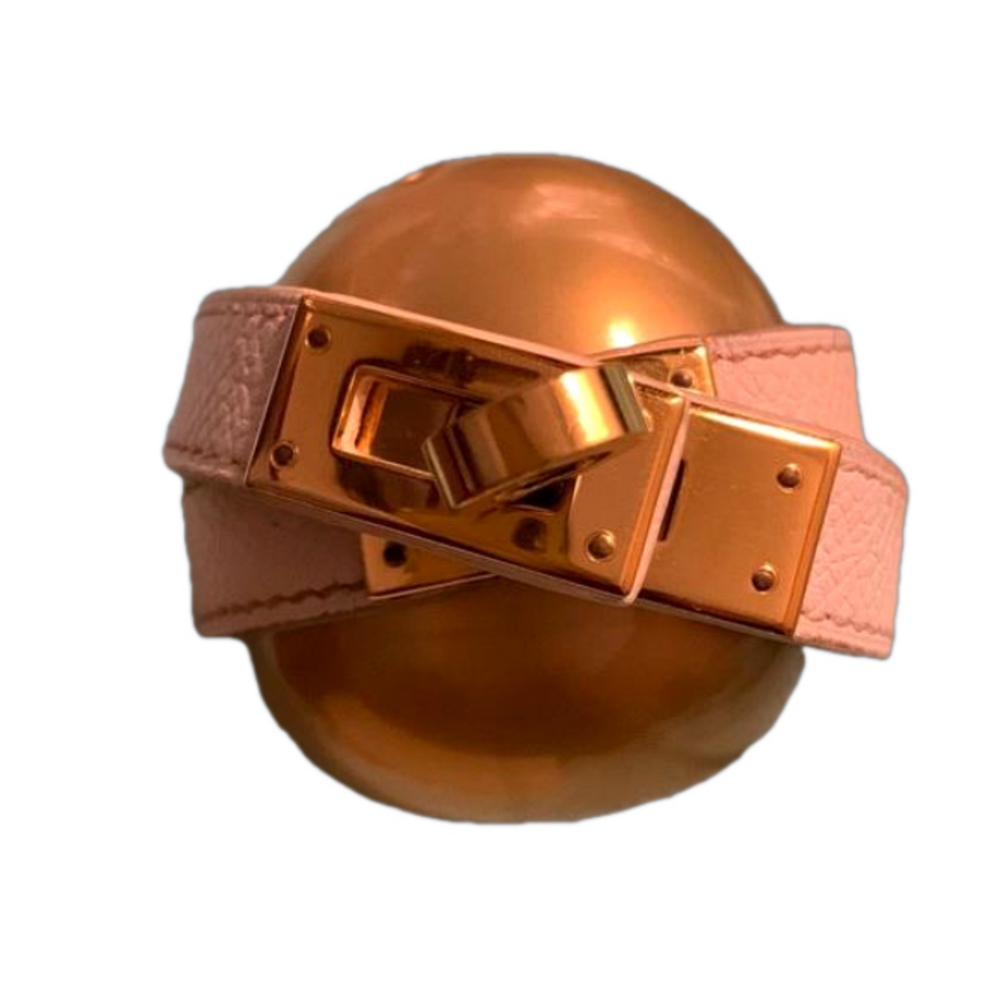 Hermès bracelet leather and gold plated metal